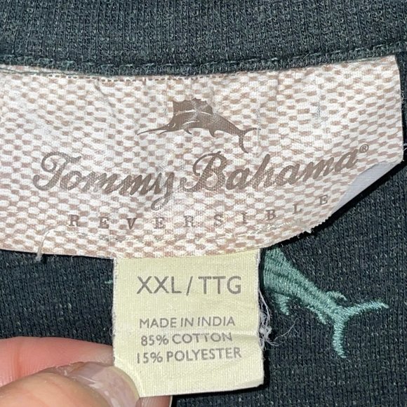 Tommy Bahama Reversible Pullover Sweater Men's 2XL Green Cotton Blend 1/4 Zip - Picture 3 of 10